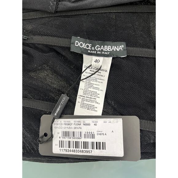 NWT Dolce & Gabbana Black Draped Stretch Cotton Tulle Midi Dress 40 S - Picture 11 of 13